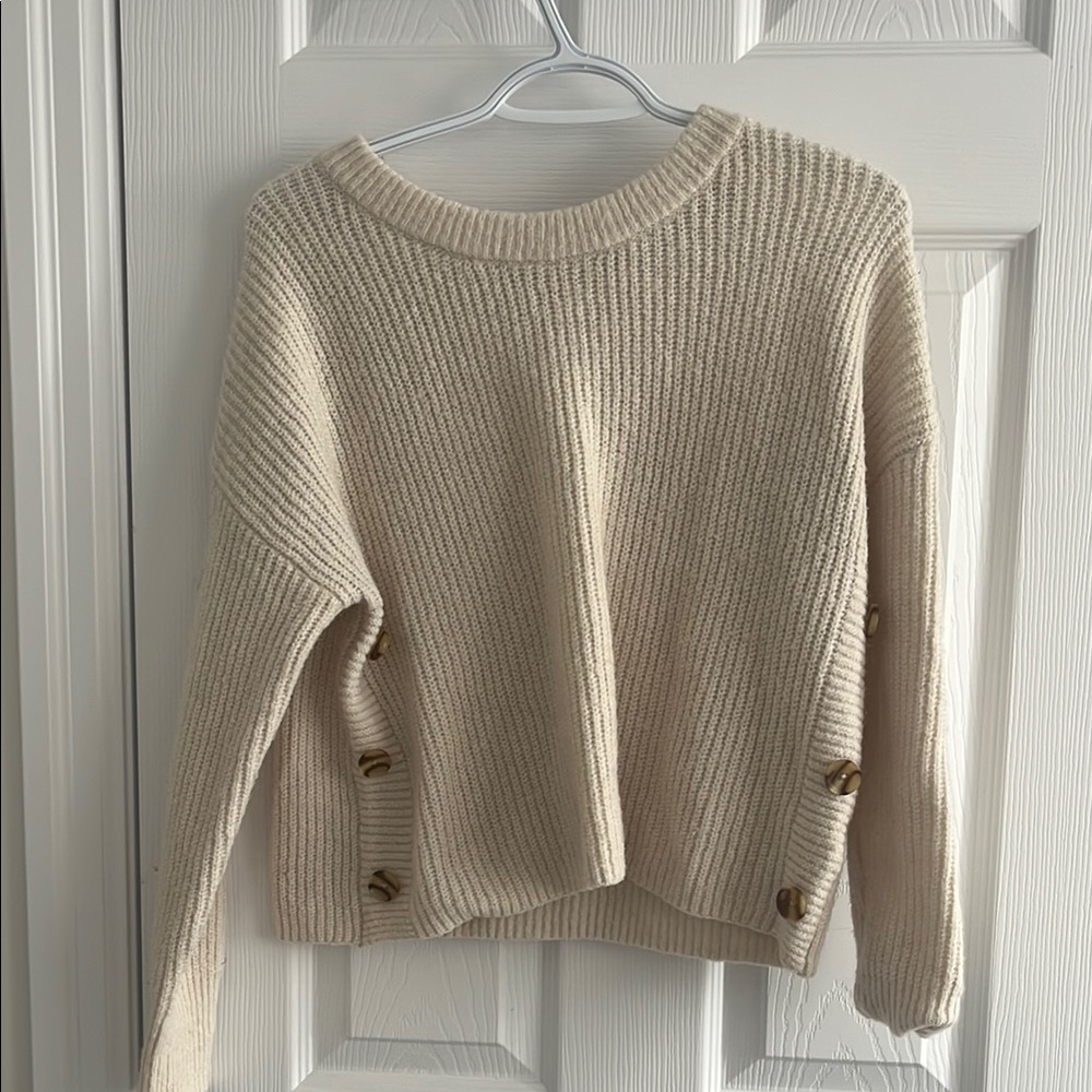 Cozy Cream Sweater with Button Accents